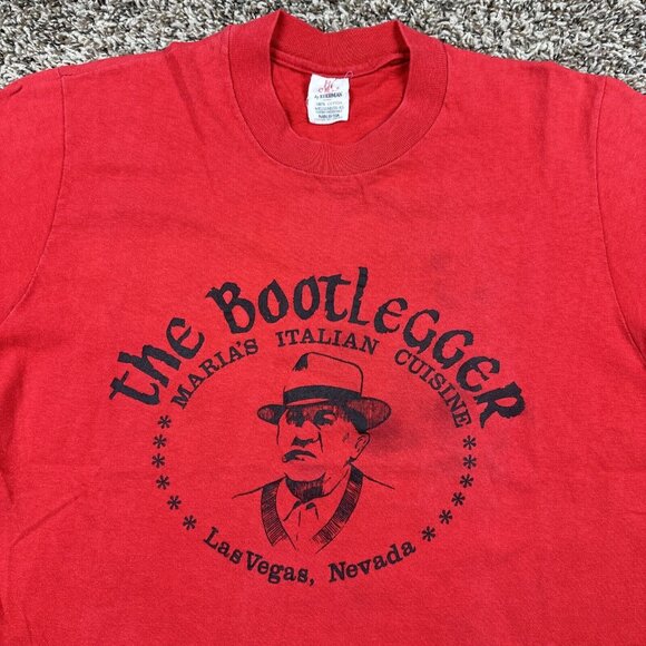 VTG Stedman The Bootlegger Italian Cuisine Las Vegas T-shirt Single Stitch USA M - Picture 2 of 7